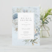 Invitation Hydrangea Rustique Bleu Blanc Fleur Mariage (Debout devant)