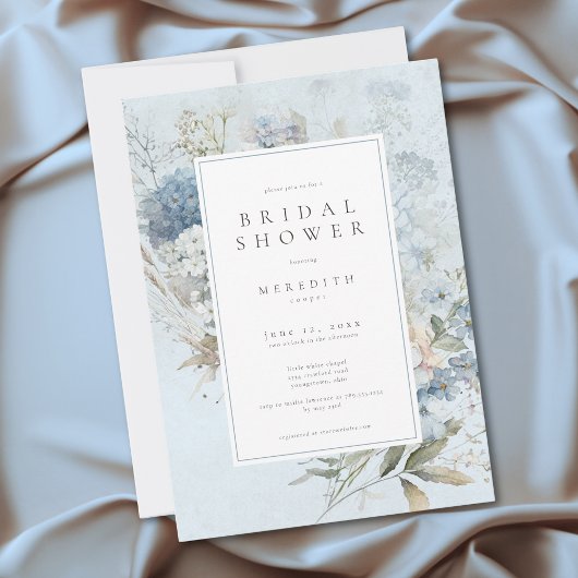 Invitation Hydrangea Rustique Bleu Blanc Fleur Mariage