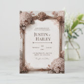 Invitation Hydrangea Sépia Mariage Bronze (Debout devant)