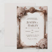 Invitation Hydrangea Sépia Mariage Bronze (Devant / Derrière)