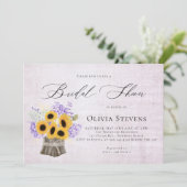 Invitation Hydrangea Sunflowers Lilac Vintage Bridal Shower (Debout devant)