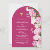 Invitation Hydrangea sur Arche Rose Mariage Religieux (Devant)