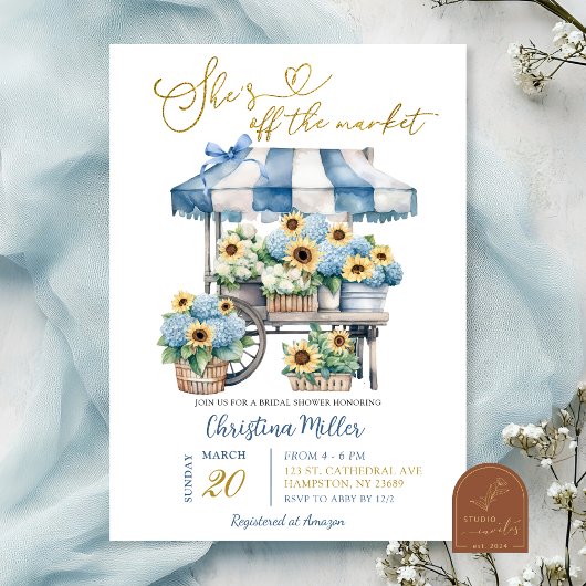 Invitation Hydrangea tournesol Elle est hors du Marché Mariag