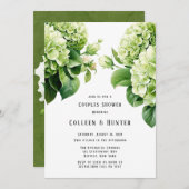 Invitation Hydrangea Vert Couples Floral Douche (Devant / Derrière)