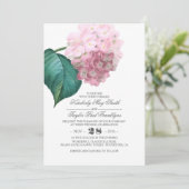 Invitation Hydrangea Vintage Floral Mariage rose (Debout devant)