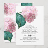 Invitation Hydrangea Vintage Floral Mariage rose (Devant / Derrière)