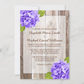 Invitation Hydrangea violet Rustique Floral Grange Mariage bo (Devant)