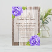 Invitation Hydrangea violet Rustique Floral Grange Mariage bo (Debout devant)