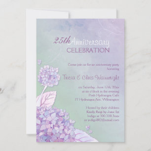 Invitation Hydrangea Violet + Vert 25e Anniversaire de Mariag