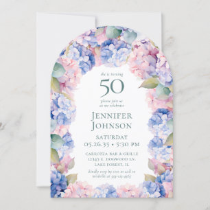 Invitation Hydrangeas 50e fête d'anniversaire