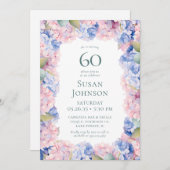 Invitation Hydrangeas 60e fête d'anniversaire (Devant / Derrière)