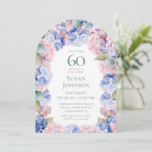 Invitation Hydrangeas 60e fête d'anniversaire (Debout devant)