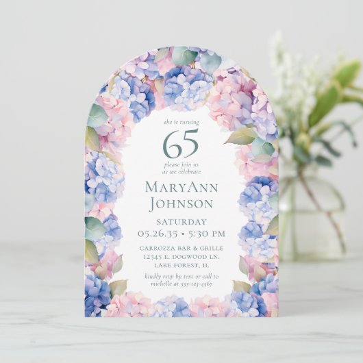 Invitation Hydrangeas 65e fête d'anniversaire (Debout devant)
