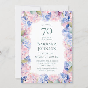 Invitation Hydrangeas 70e fête d'anniversaire