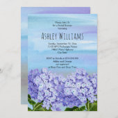 Invitation Hydrangeas aquarelle fleurie mariage douche nuptia (Devant / Derrière)