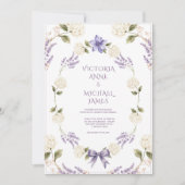 Invitation Hydrangeas Blanches Élégant Mariage Floral Violet (Devant)