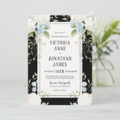 Invitation Hydrangeas Blanches Élégantes Mariage Floral Noir (Debout devant)