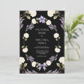 Invitation Hydrangeas Blanches Fleurs Violettes Élégantes (Debout devant)