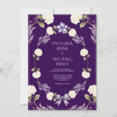 Invitation Hydrangeas Blanches Fleurs Violettes Élégantes (Devant)