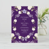 Invitation Hydrangeas Blanches Fleurs Violettes Élégantes (Debout devant)