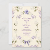 Invitation Hydrangeas Blanches Floral Élégant Violet (Devant)