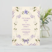 Invitation Hydrangeas Blanches Floral Élégant Violet (Debout devant)