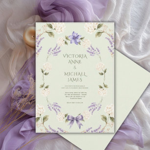 Invitation Hydrangeas Blanches Floral Élégant Violet