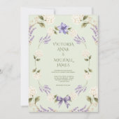 Invitation Hydrangeas Blanches Floral Élégant Violet (Devant)