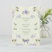 Invitation Hydrangeas Blanches Floral Élégant Violet (Debout devant)