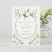 Invitation Hydrangeas Blanches Floral Vintage Vert Mariage (Debout devant)
