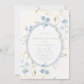 Invitation Hydrangeas Blanches Florales Bleues Élégante Fête (Devant)