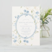Invitation Hydrangeas Blanches Florales Bleues Élégante Fête (Debout devant)