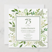 Invitation Hydrangeas blanches pour 75e anniversaire (Devant)