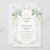 Invitation Hydrangeas Blancs Élégants Mariage Floral Bleu (Devant)
