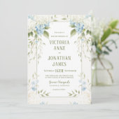 Invitation Hydrangeas Blancs Élégants Mariage Floral Bleu (Debout devant)