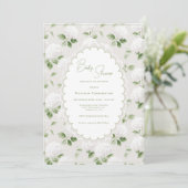 Invitation Hydrangeas Blancs et Baby Shower Élégant (Debout devant)
