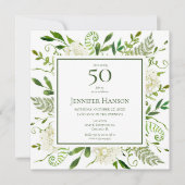 Invitation Hydrangeas blancs pour 50e anniversaire (Devant)