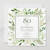 Invitation Hydrangeas blancs pour 80e anniversaire (Devant)