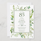 Invitation Hydrangeas blancs pour 85e anniversaire (Devant)