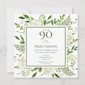 Invitation Hydrangeas blancs pour 90e anniversaire (Devant)