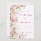 Invitation Hydrangeas Blancs Roses Élégant Mariage Moderne (Devant)
