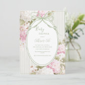 Invitation Hydrangeas Blancs Roses Fête de Naissance Vert de (Debout devant)