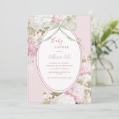 Invitation Hydrangeas Blancs Roses Fête de Naissance Vert de (Debout devant)