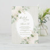 Invitation Hydrangeas Blancs Vert Sauge Mariage Vintage (Debout devant)