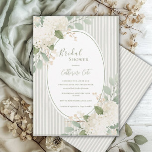 Invitation Hydrangeas Blancs Vert Sauge Mariage Vintage