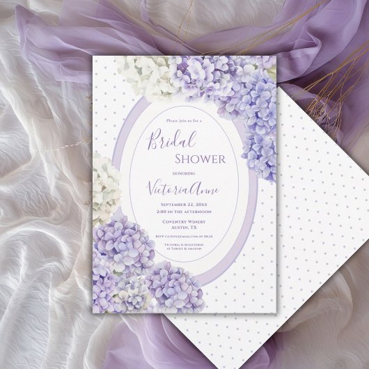 Invitation Hydrangeas Blancs Violets Baby Shower de Mariage