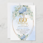 Invitation Hydrangeas Bleu Clair à l'Aquarelle Royale 60e Ann (Devant)