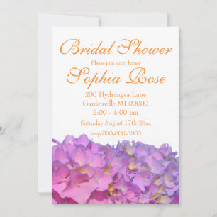 Invitation Hydrangeas Bleu Rose fleurs roses violettes élégan