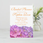 Invitation Hydrangeas Bleu Rose fleurs roses violettes élégan (Debout devant)