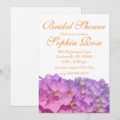 Invitation Hydrangeas Bleu Rose fleurs roses violettes élégan (Devant / Derrière)